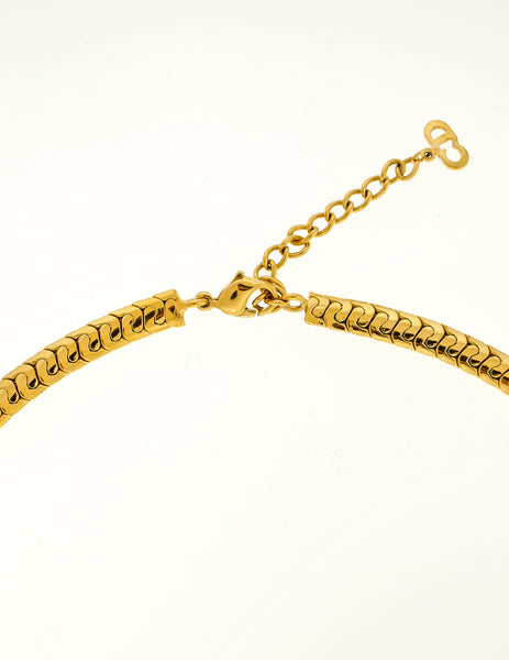 Christian Dior Vintage Black & Gold Rhinestone Enamel Necklace