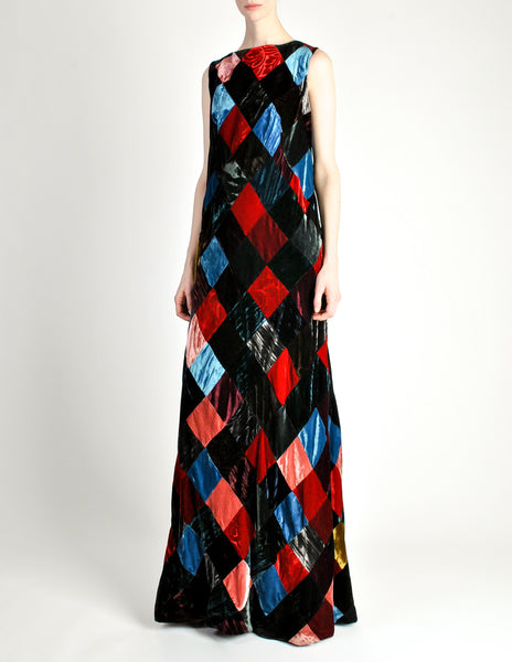 Dolce & Gabbana Vintage Patchwork Velvet Maxi Dress