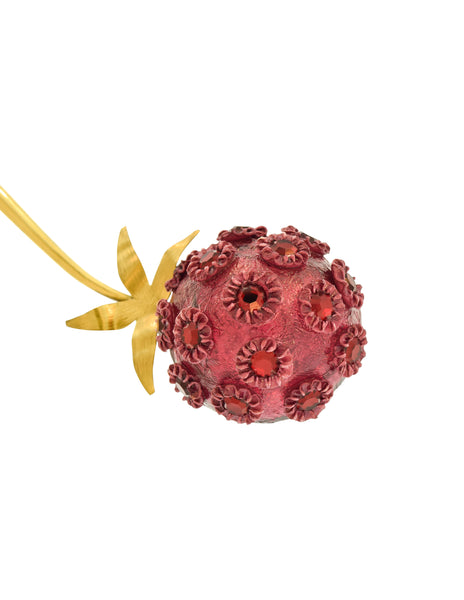 Fabrice Vintage Purple Red Brass Dandelion Flower Brooch Pin