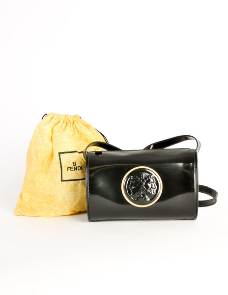 Fendi Vintage Black Leather Janus Bag