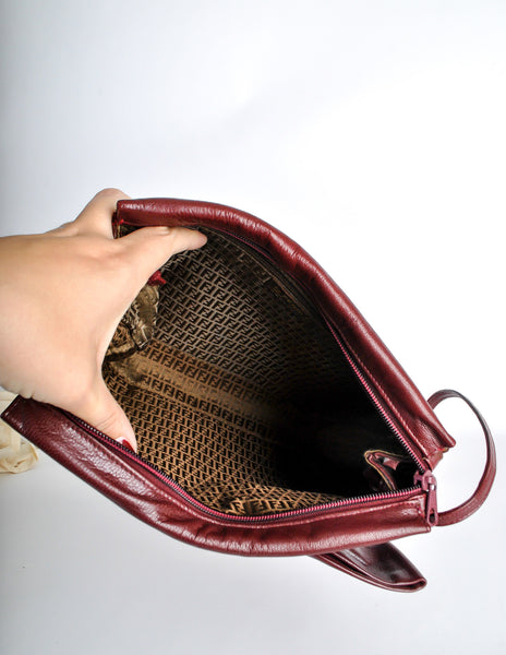 Fendi Vintage Burgundy Leather Bow Front Bag