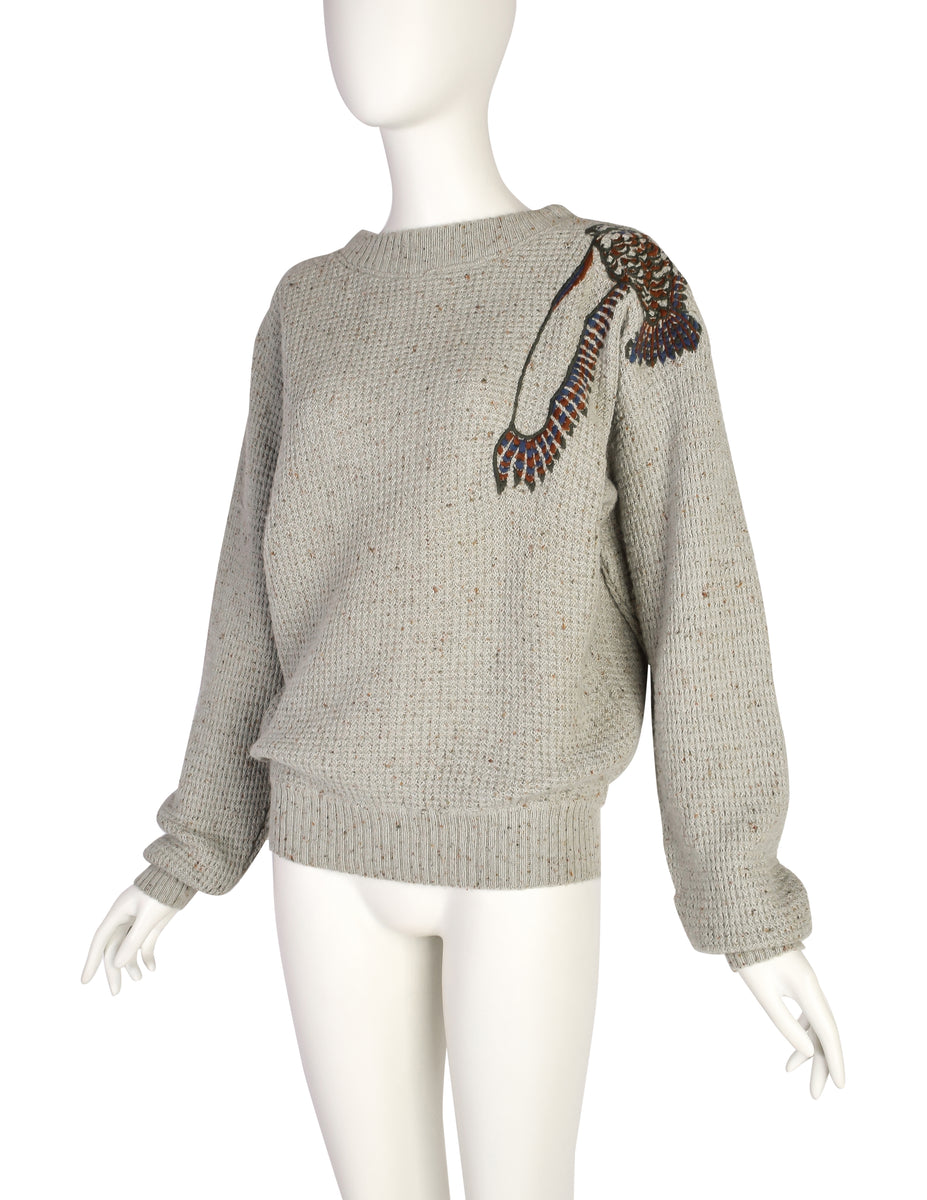 Gianni Versace Vintage Early 1980s Eagle Embroidered Grey