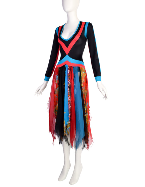 Giorgio di Sant'Angelo Vintage SS 1971 'Summer of Jane and Cinderella' Colorblock Bodysuit Scarf Dress