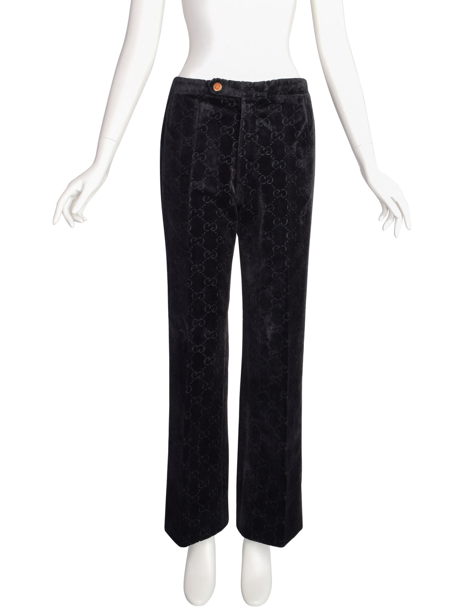 パンツ 90s-00s GUCCI Stripe Slacks Archive Gucci1970sBlackCutVelvetMonogr