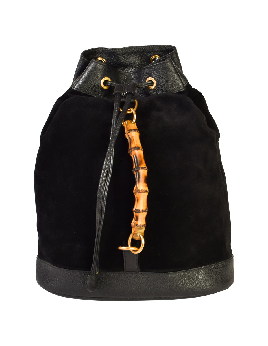 GucciBlackSuedeBambooHandleBac  display picture 3