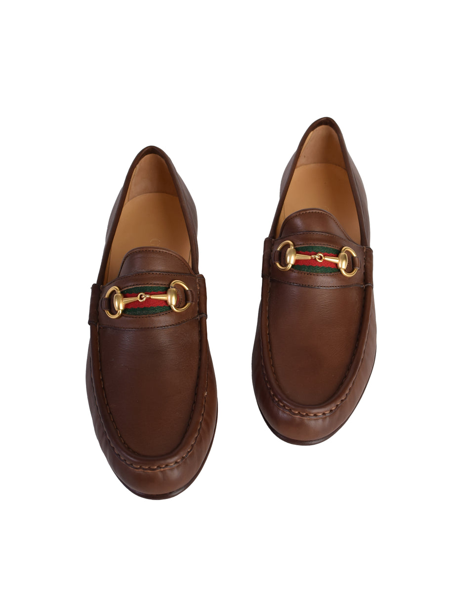 Gucci Vintage Iconic Classic Web Stripe Horsebit Brown  display picture 3