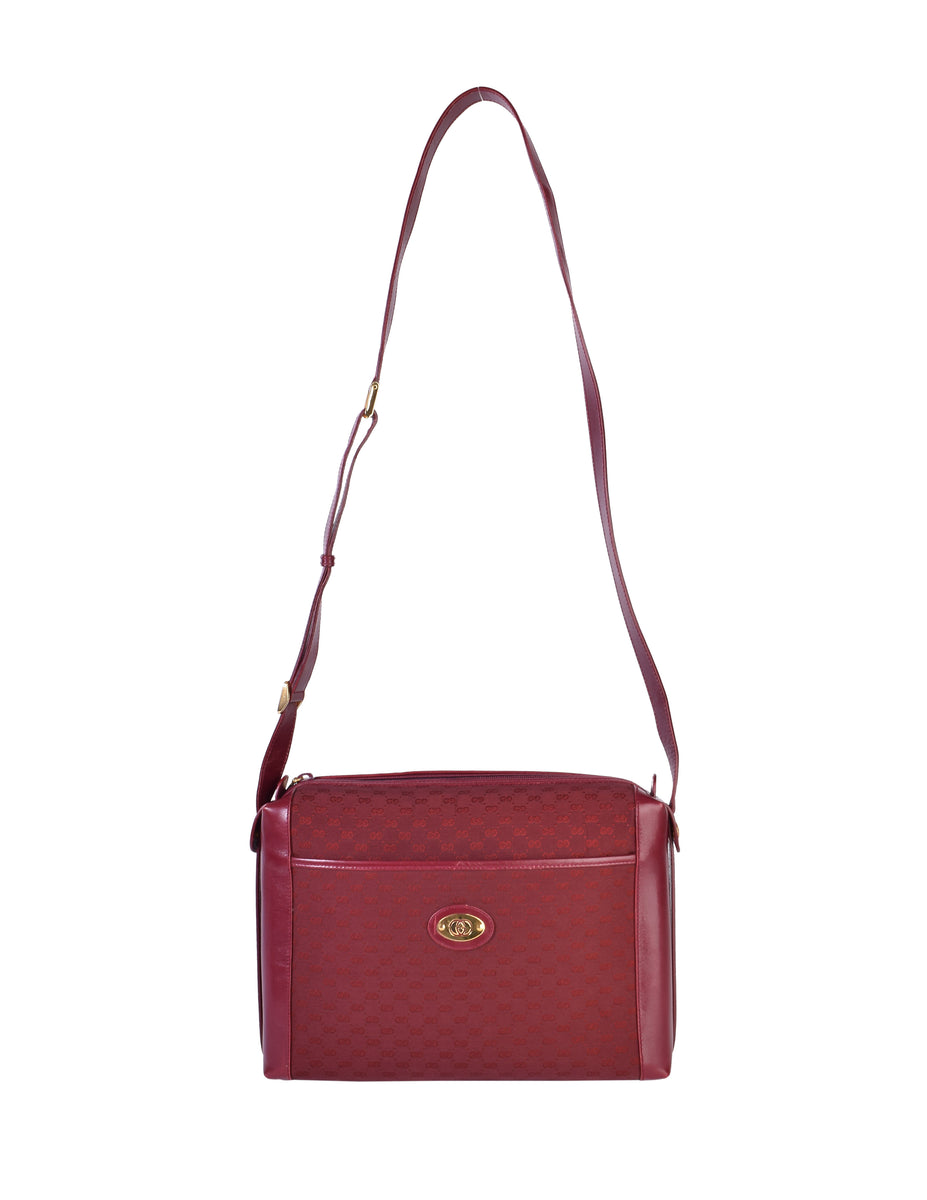 Maroon Leather Embossed Vintage Bags Top Handle Crossbody Purse