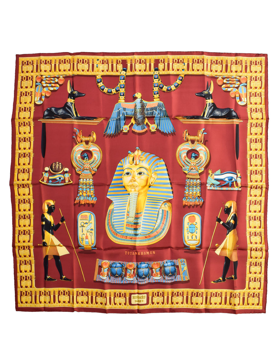 M*。様 超美品 HERMES エルメス TUTANKHAMUN カレ90 HermesBurgundyTutScarf_1of10_1