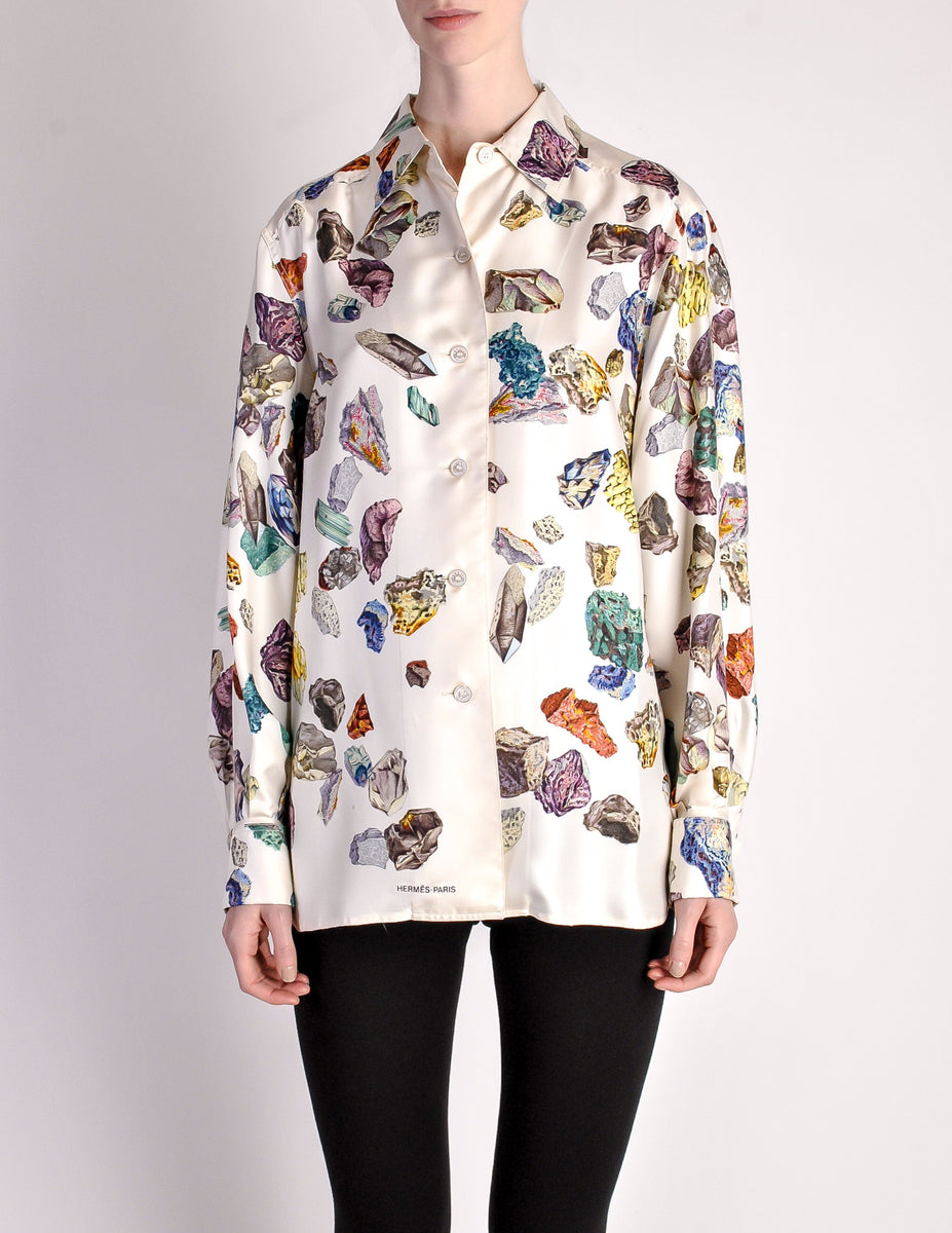 Hermès Vintage Mineraux Silk Button Down Shirt – Amarcord Vintage