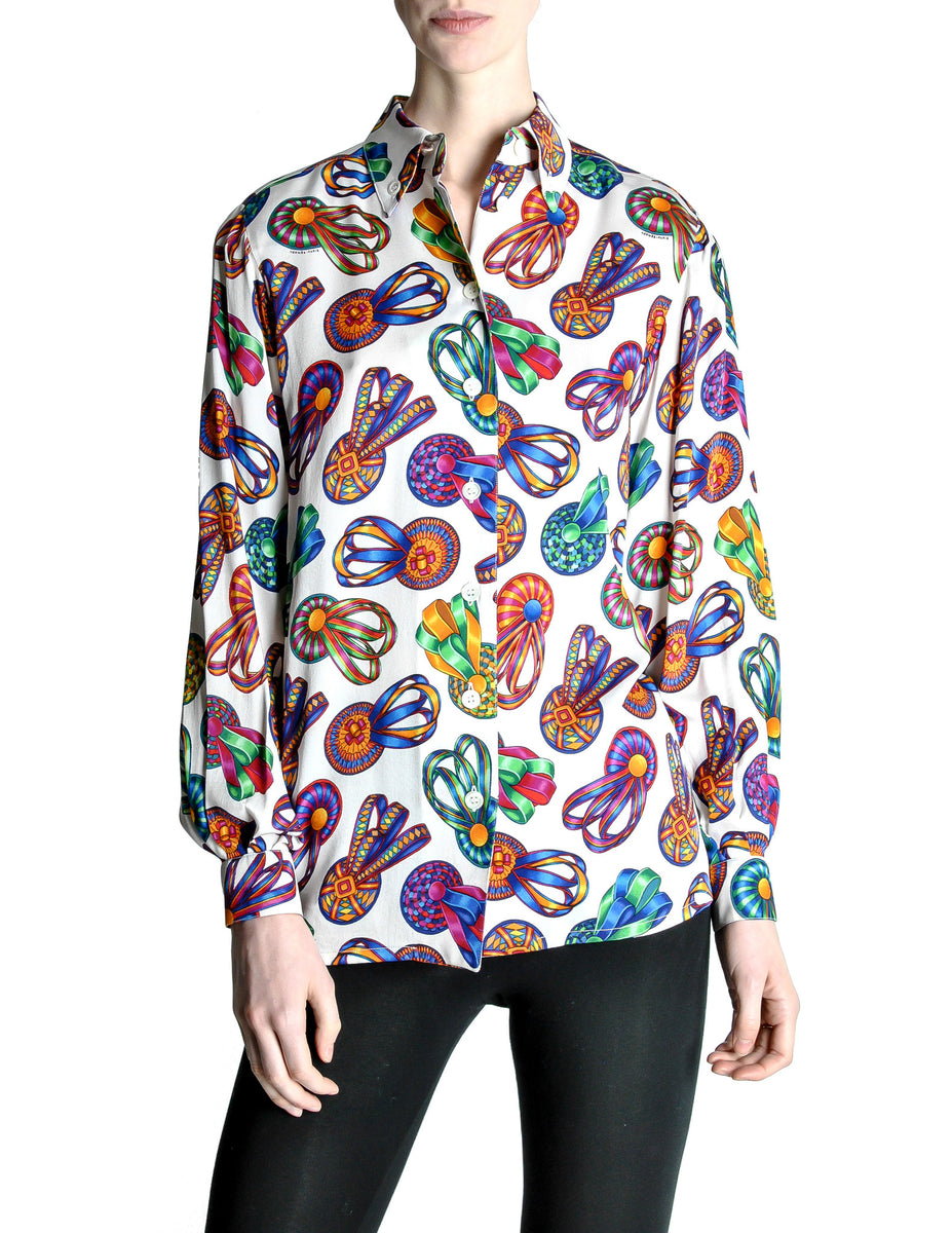 Hermès Vintage Prize Ribbon Silk Button Down Shirt – Amarcord 