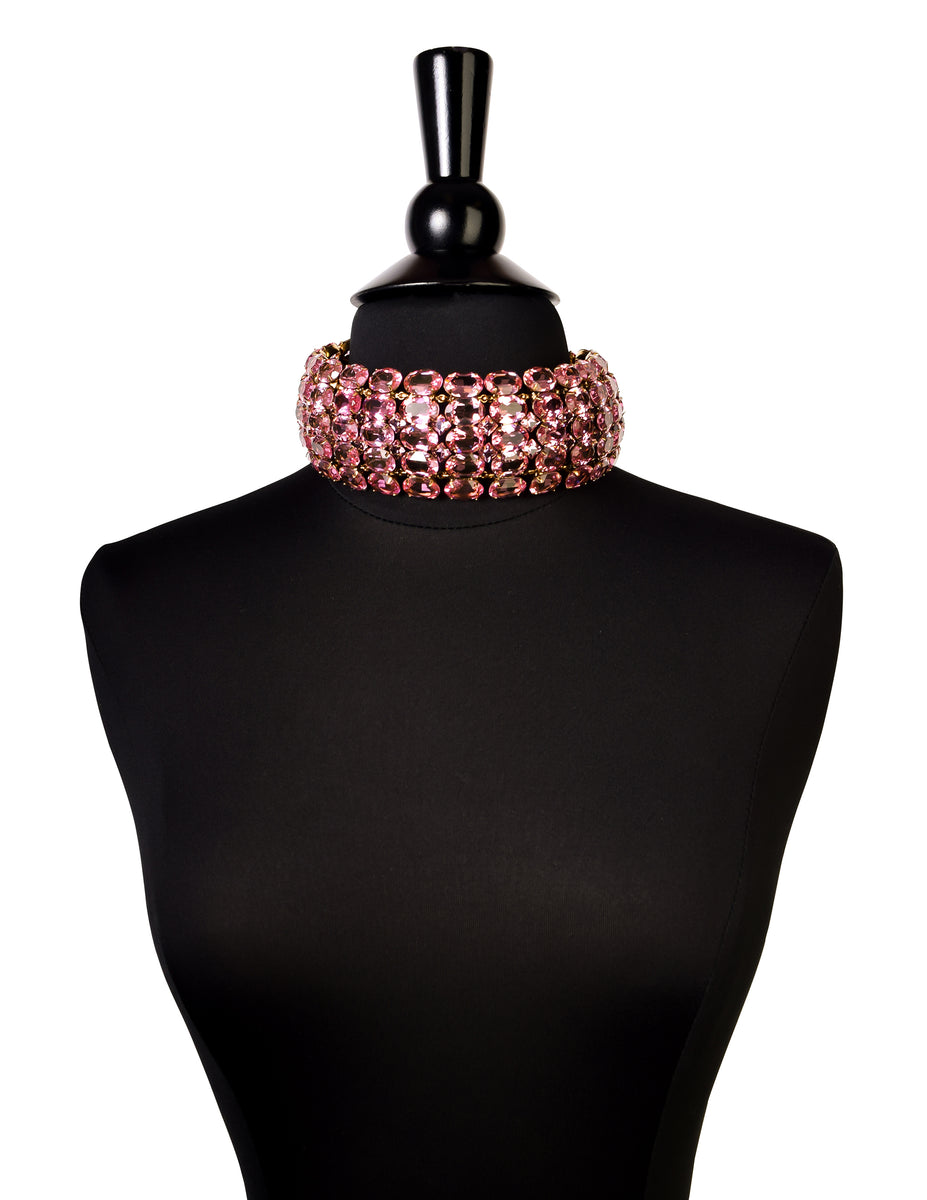 Pink sales rhinestone choker