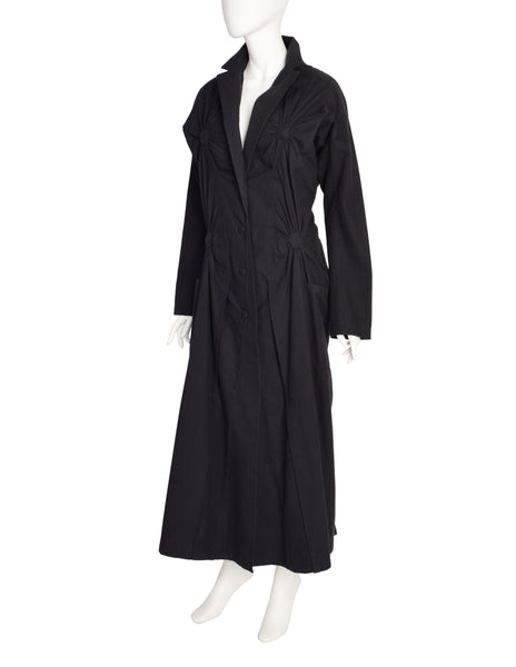 Issey Miyake Vintage Black Tufted Cotton Long Coat