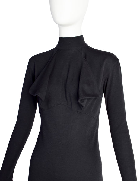 Jean Paul Gaultier Vintage AW 1985 Black Draping Exaggerated Pointed Breast 'Bullet Bra' Dress