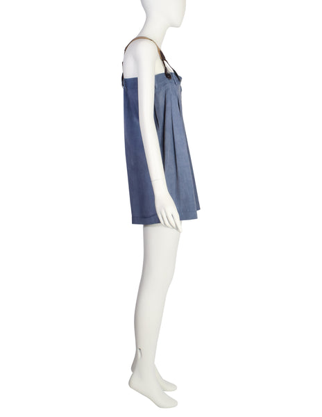 Jean Paul Gaultier Vintage SS 1993 Blue Suspender Shorts Romper