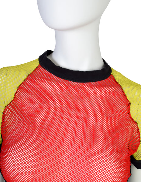 Jean Paul Gaultier Vintage SS 1992 Red Yellow Black Fishnet Top