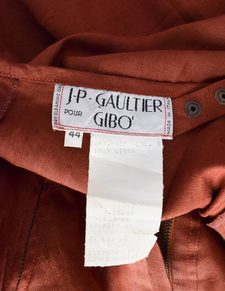 Jean Paul Gaultier Vintage SS 1983 Burnt Rust Linen Utility Sun Dress