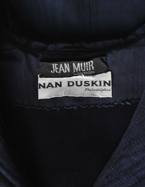 Jean Muir Vintage Navy Blue Moire Dress