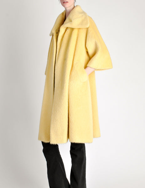 Lilli Ann Vintage Banana Yellow Wool Mohair Swing Coat