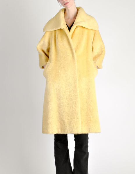 Lilli Ann Vintage Banana Yellow Wool Mohair Swing Coat