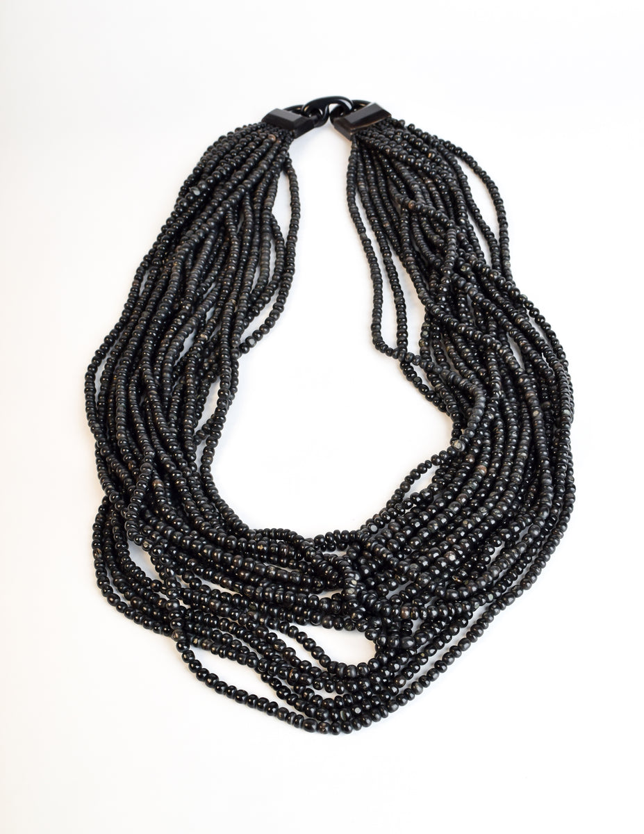 Gerda Lynggaard Monies Vintage Beaded Black Horn Multistrand