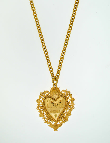 Love Moschino Vintage Gold Sacred Heart Necklace