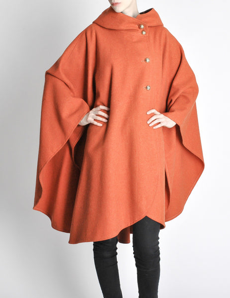 Mariantonia Vintage 1960s Orange Wool Hooded Cape