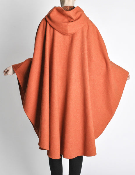 Mariantonia Vintage 1960s Orange Wool Hooded Cape