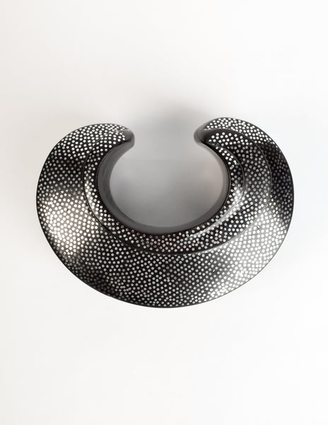 Patricia von Musulin Vintage Ebony Sterling Silver Dot Inlay Modernist Sculptural Cuff Bracelet