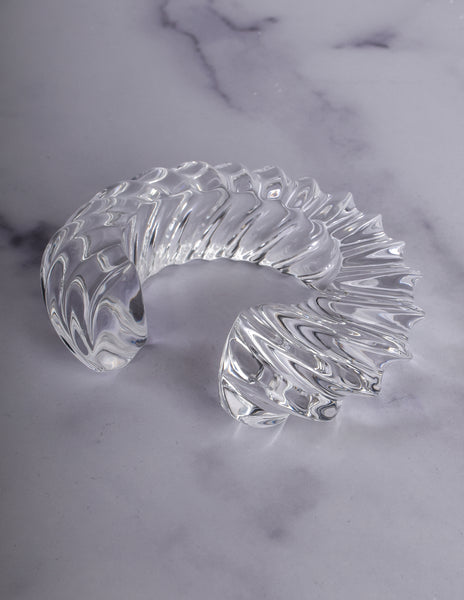 Patricia von Musulin Vintage Clear Twisted Ribbed 'Ridged' Hand Carved Lucite Cuff Bracelet