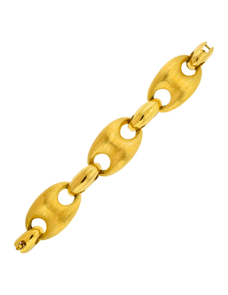 Pierre Cardin Vintage 1980s Brushed Gold Chunky Oversized Mariner Link Bracelet