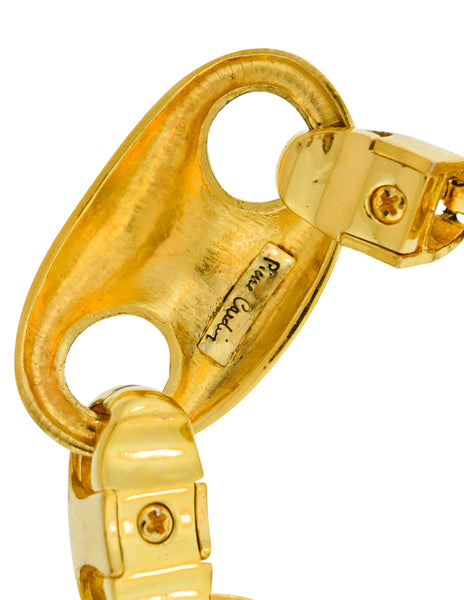 Pierre Cardin Vintage 1980s Brushed Gold Chunky Oversized Mariner Link Bracelet