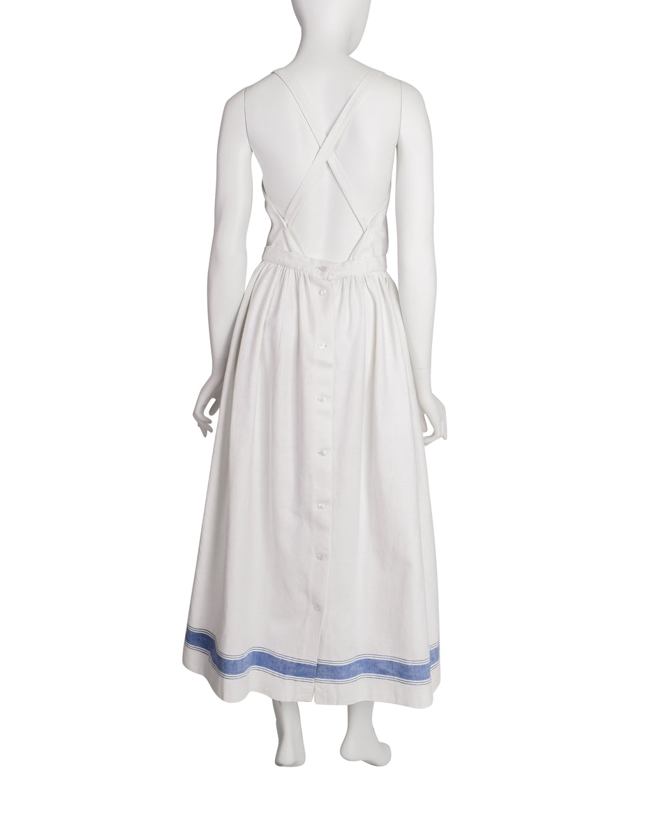 cotton poplin apron dress with convertible straps Cotton Poplin Apron Dress With Convertible Straps For Women