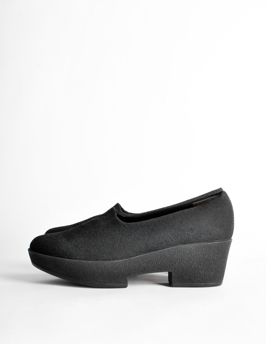 Robert Clergerie Vintage Vigny Black Stretch Platform Shoes