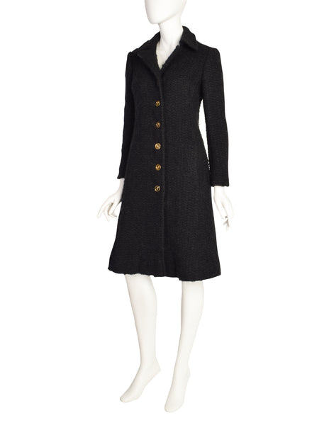 Roberta di Camerino Vintage 1978 Black Boucle Wool Coat