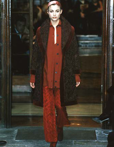 Romeo Gigli Vintage AW 1997 Burgundy Velvet Burnout Sheer Silk Chiffon Pants