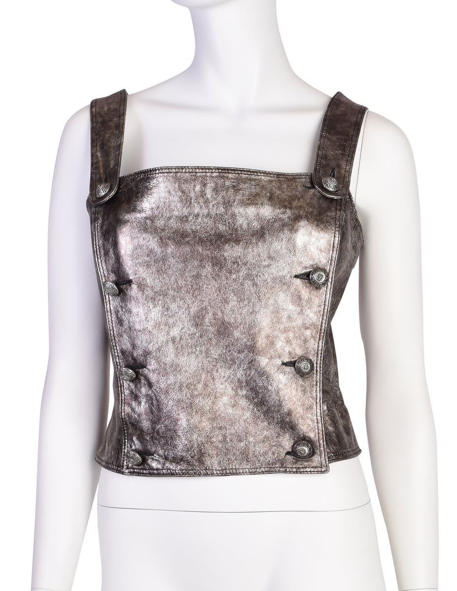 VersaceMetallicLeatherBustierT