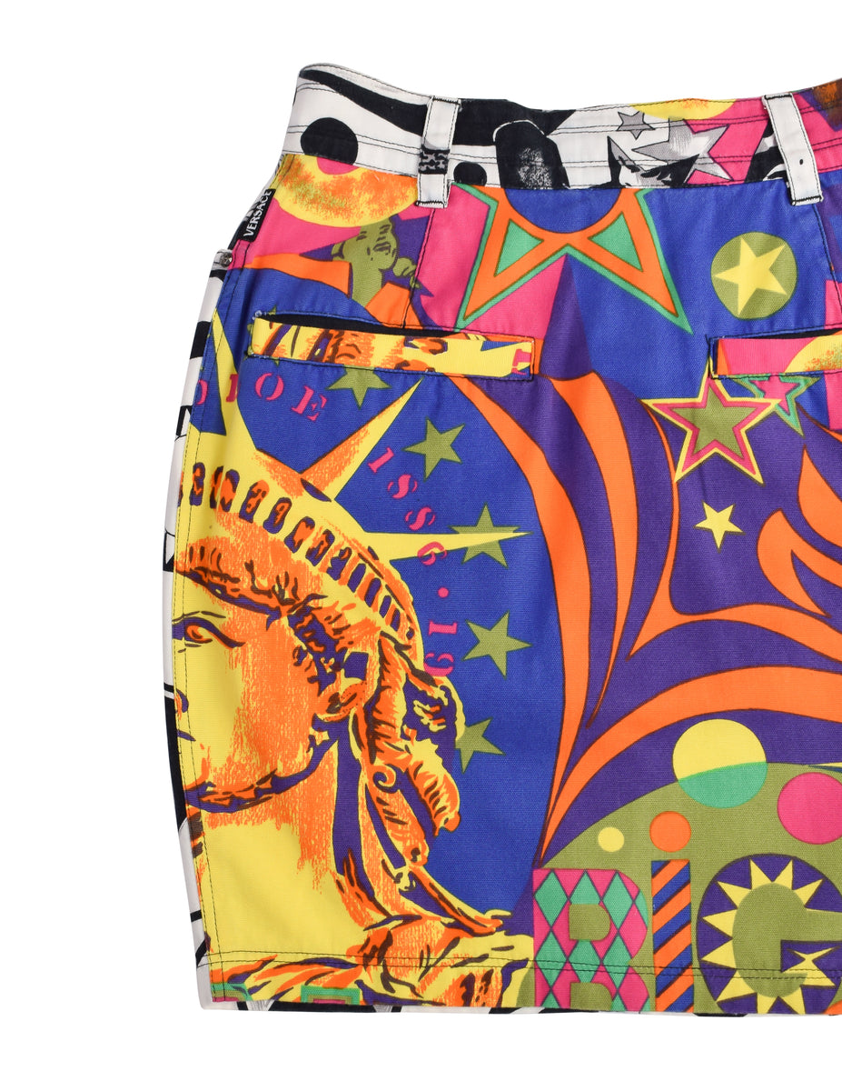 スカート VERSACE 'Versace' skirt Multicolor 10087421A06392 VERSACE JEANS COUTURE Women's multicolored short skirt with