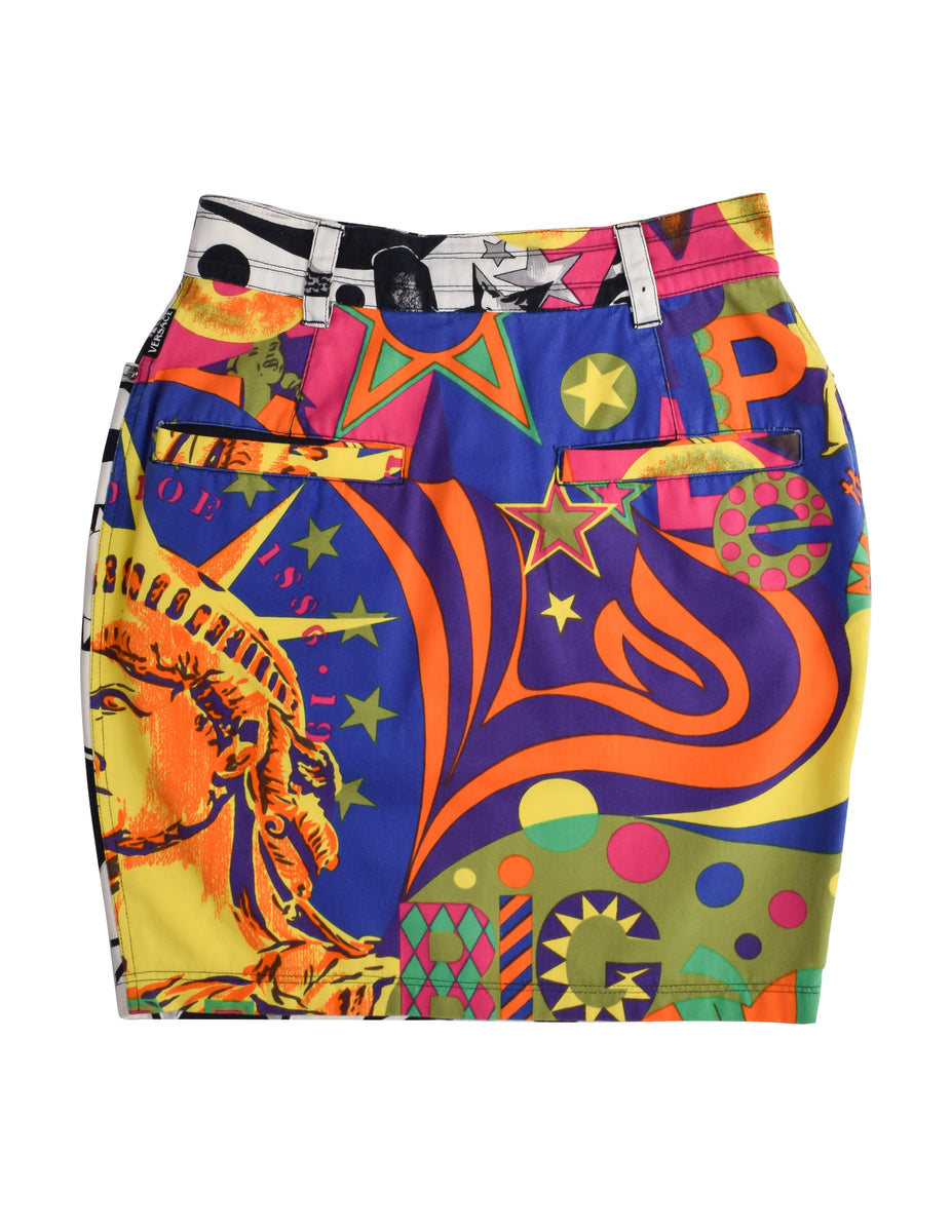 スカート VERSACE Woman Skirt Multicolor 10157151A13646 2KN80 VersaceNYPrintDenimSkirt_4of10