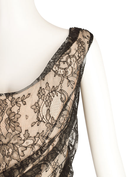 Vivienne Westwood AW 1996 Gold Label Asymmetrical One Shoulder Black Lace Overlay Illusion Corset Top