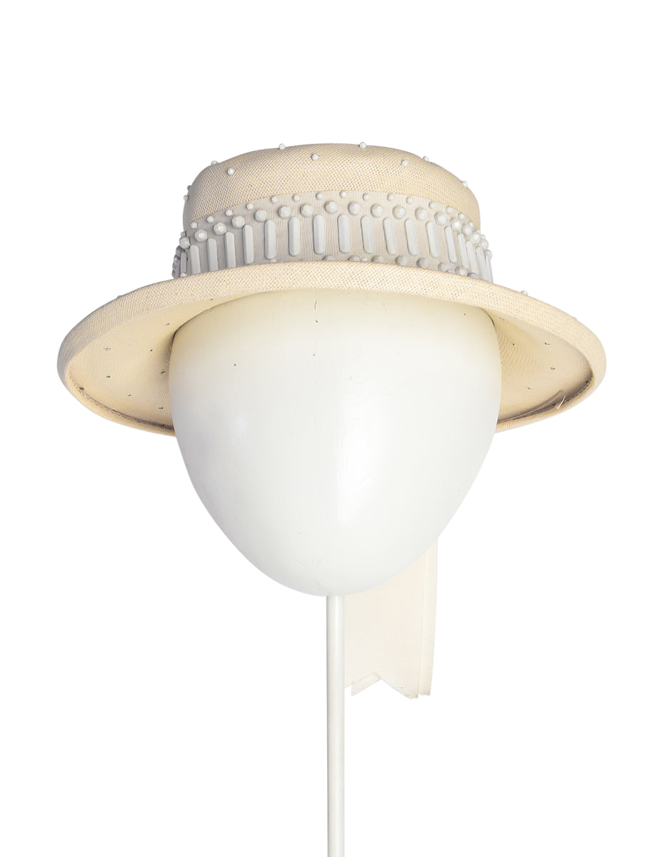 Yves Saint Laurent Vintage 1960s Creamy Beige Straw Studded  display picture 1