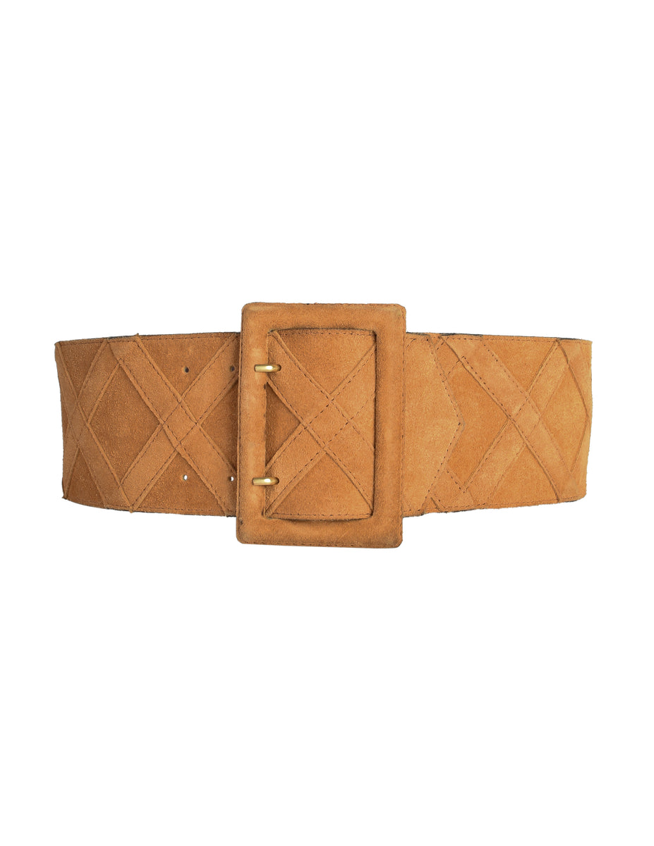 Yves Saint Laurent Vintage Tan Suede Wide Waist Belt  display picture 2