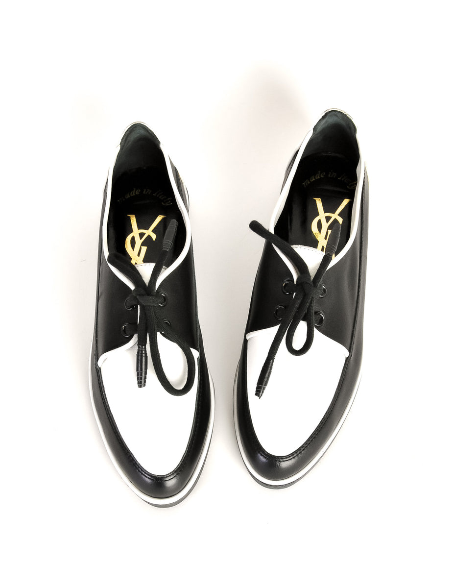 YSL Vintage Black & White Leather Creeper Sneakers – Amarcord