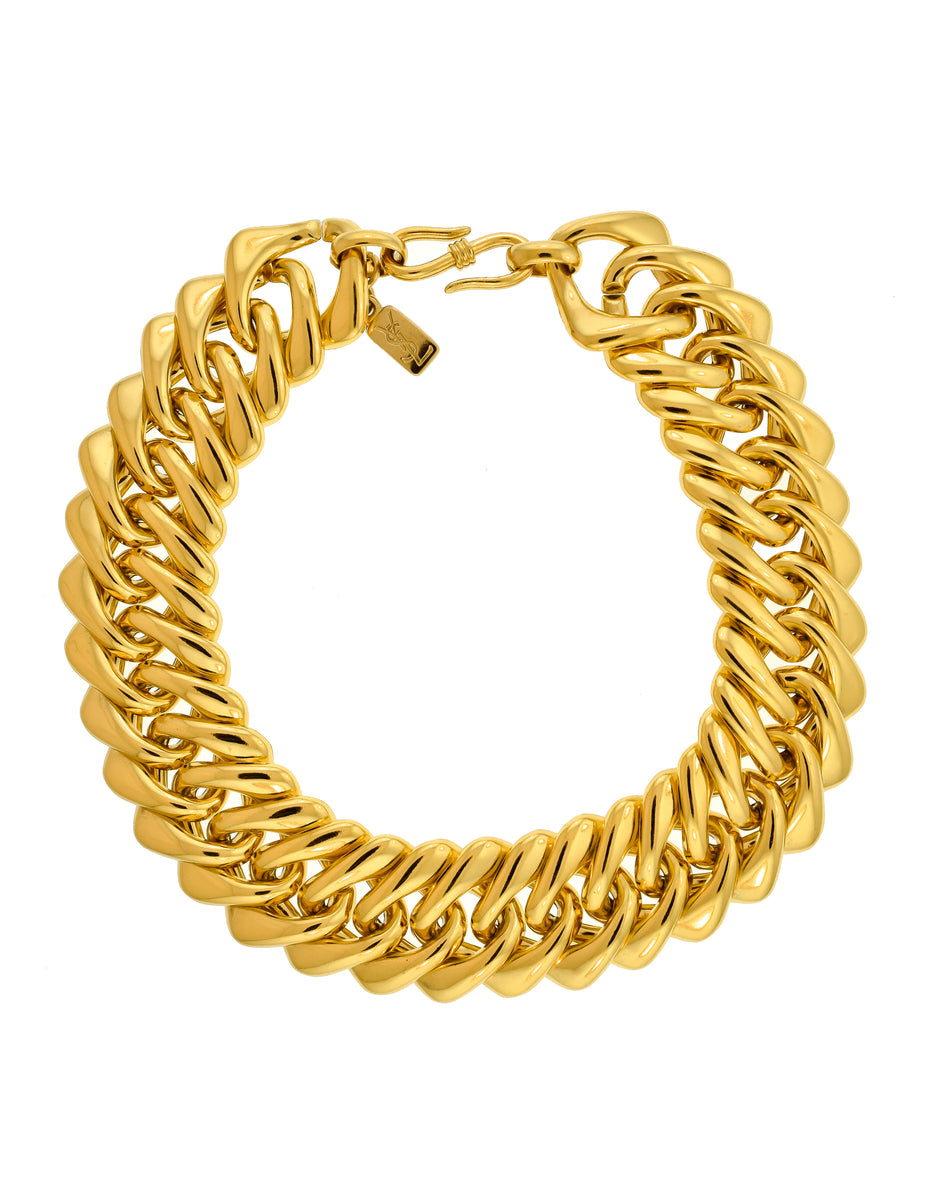 Yves Saint Laurent Vintage Gold Thick Chain Choker Necklace Amarcord Vintage Fashion