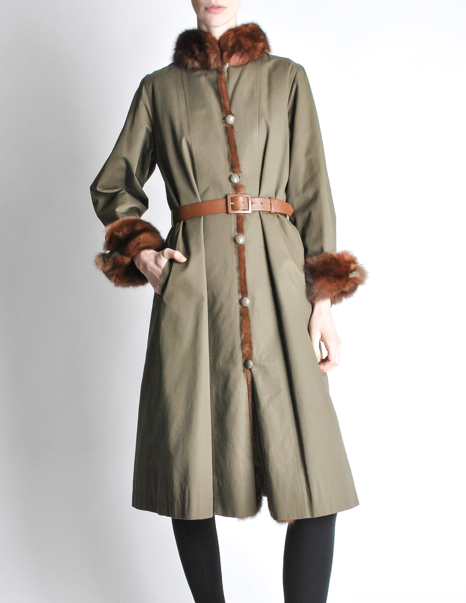 Yves Saint Laurent Vintage Green Mink and Sheared Beaver Coat