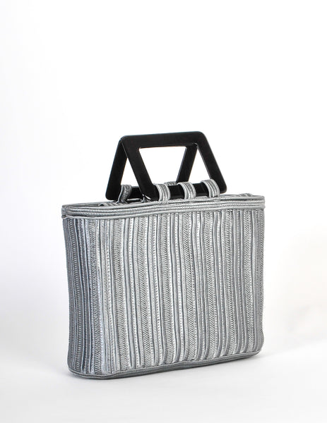 Yves Saint Laurent Rive Gauche Vintage Steel Grey Passementerie Handbag