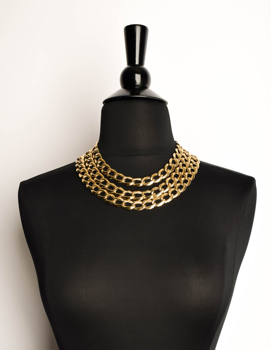 Ysl gold chain necklace top