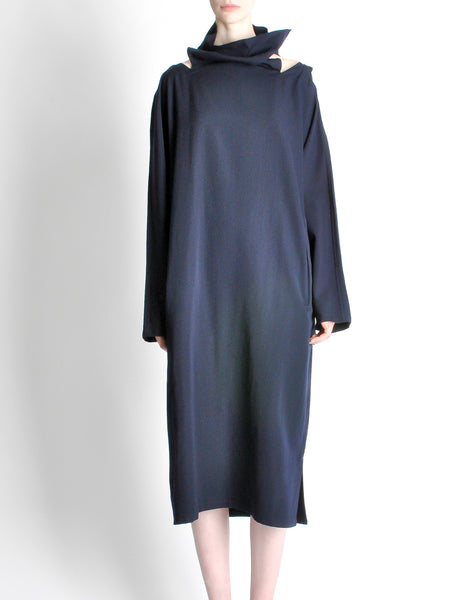 Yohji Yamamoto Vintage Navy Blue Buckle Dress
