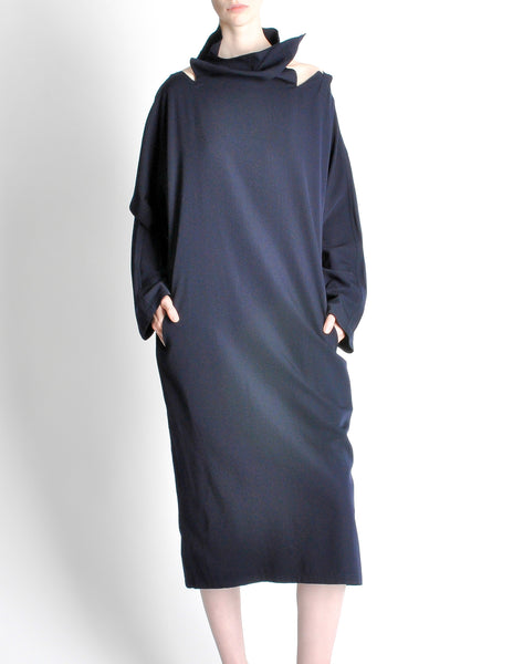 Yohji Yamamoto Vintage Navy Blue Buckle Dress