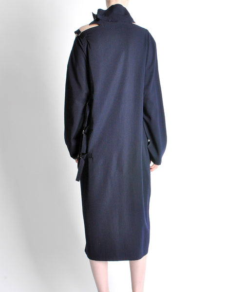 Yohji Yamamoto Vintage Navy Blue Buckle Dress