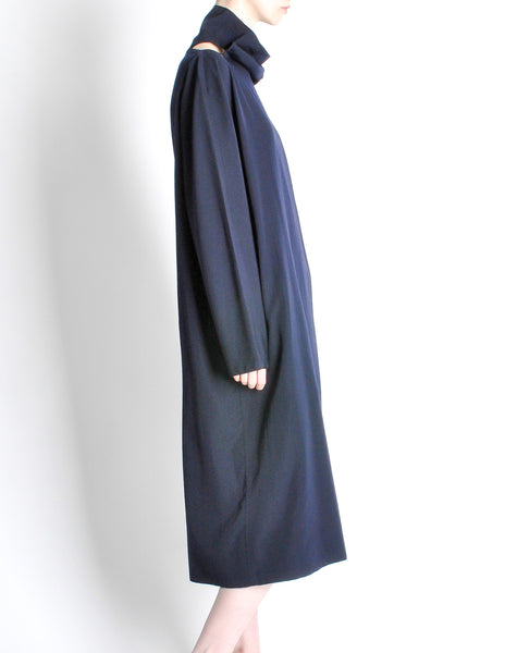 Yohji Yamamoto Vintage Navy Blue Buckle Dress